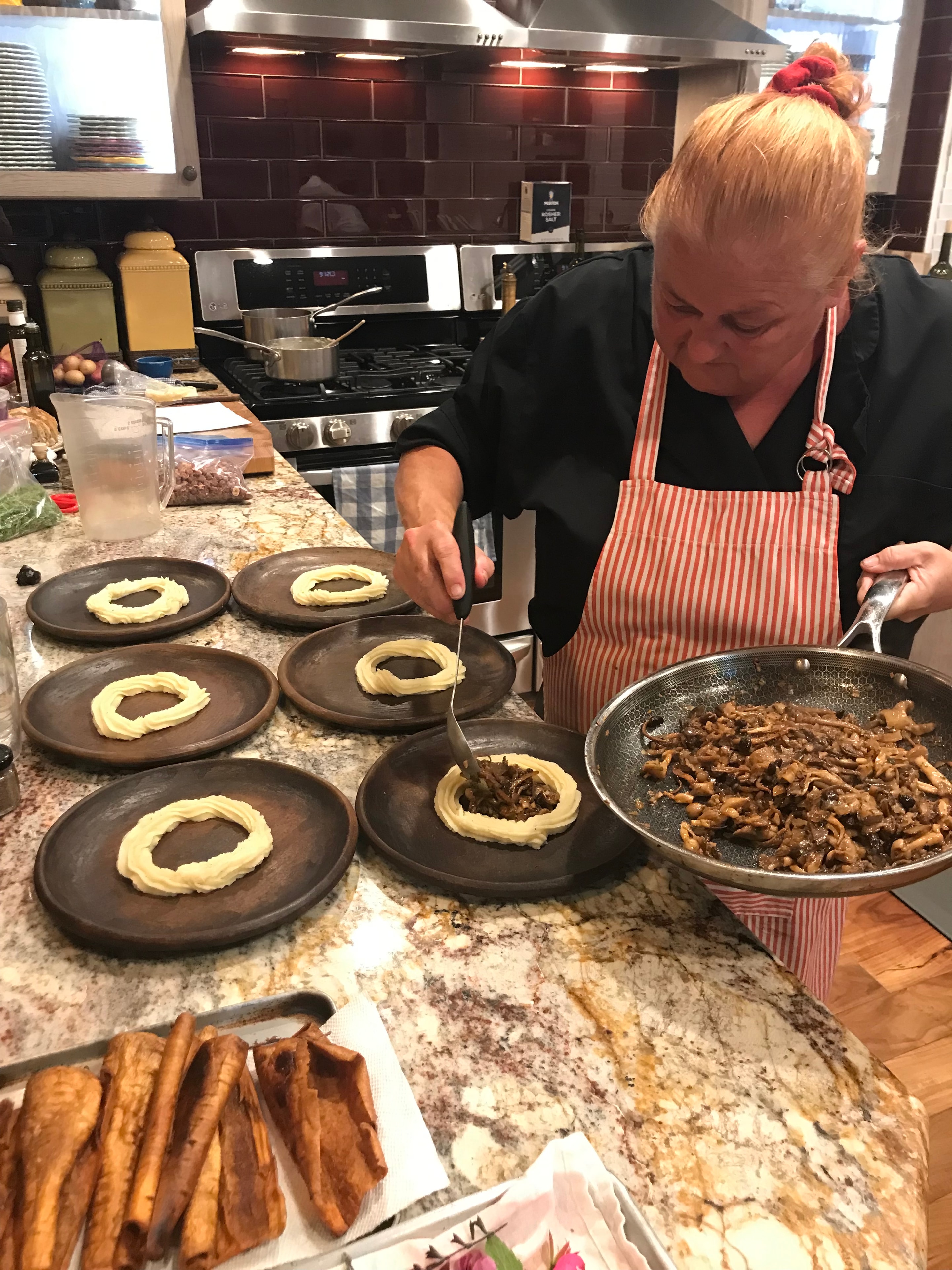 Fine dining plated course with seasonal ingredients
